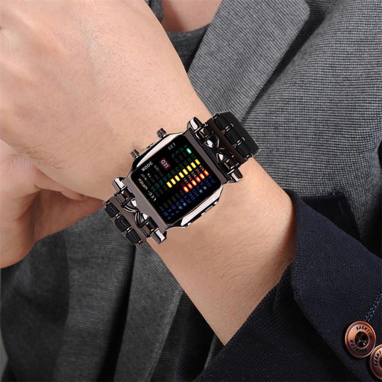 LED Electronic Crab Watch - Fashionable Binary Design for Students