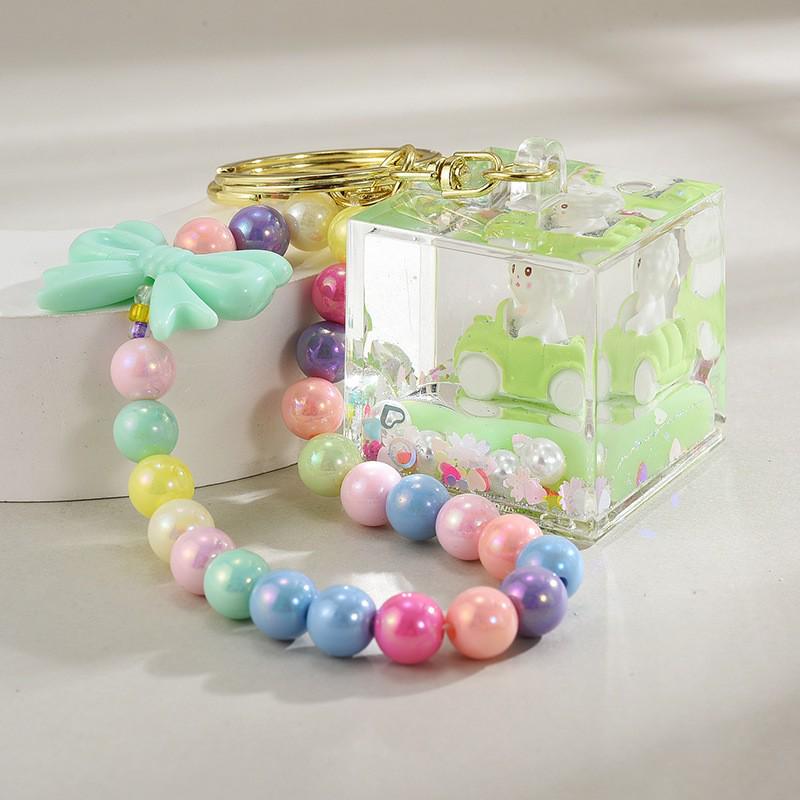 Cartoon Quicksand Bottle Car Keychain - Cute Girl Acrylic Bag Pendant Accessory