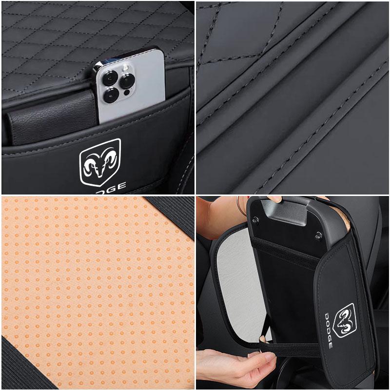 PU Leather Car Armrest Mat Tissue Boxes Height Pad Armrest Box for Dodge SRT Charger Ram Caravan Journey 1500 Durango Challeager NITRO