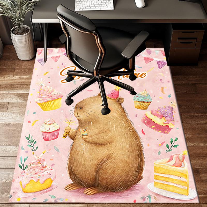 1PC Custom Name "Happy Birthday Celebration" Theme Floor Mat Ideal for Living Room, Game Rooms, Office, Bedroom,Floor Mat Playful Design