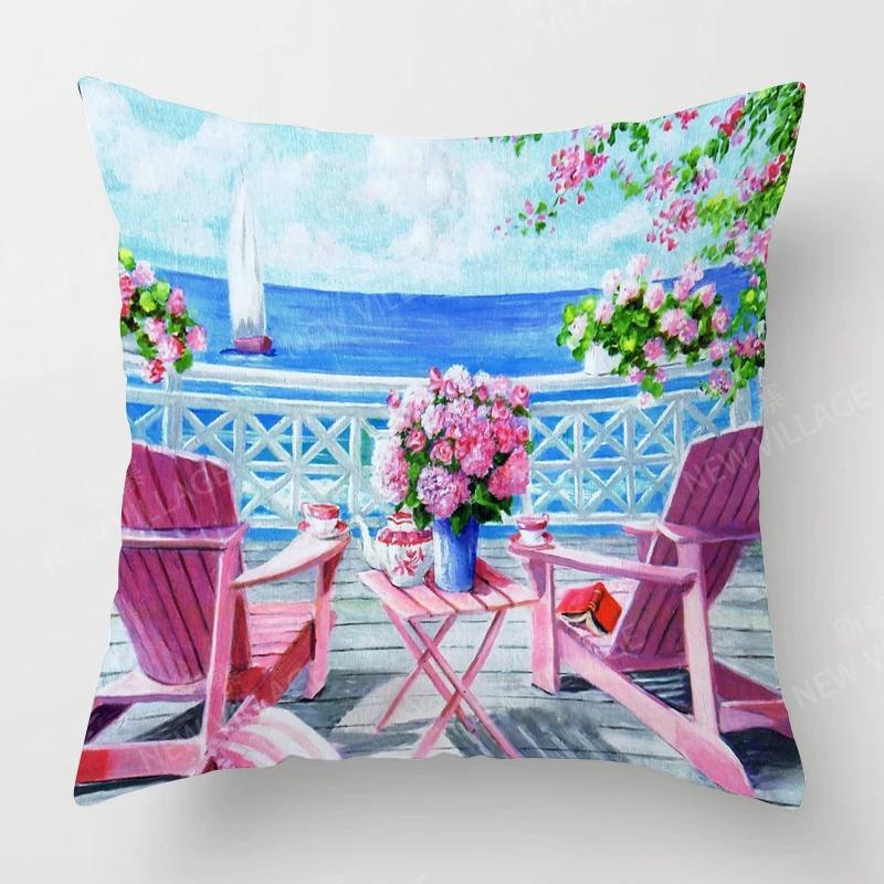 Dekoracja salonu w domu poszewki na poduszki Poszewka na poduszkę w stylu vintage malarstwa olejnego 45*45 poszewka 40x40cm 50x50 45x45