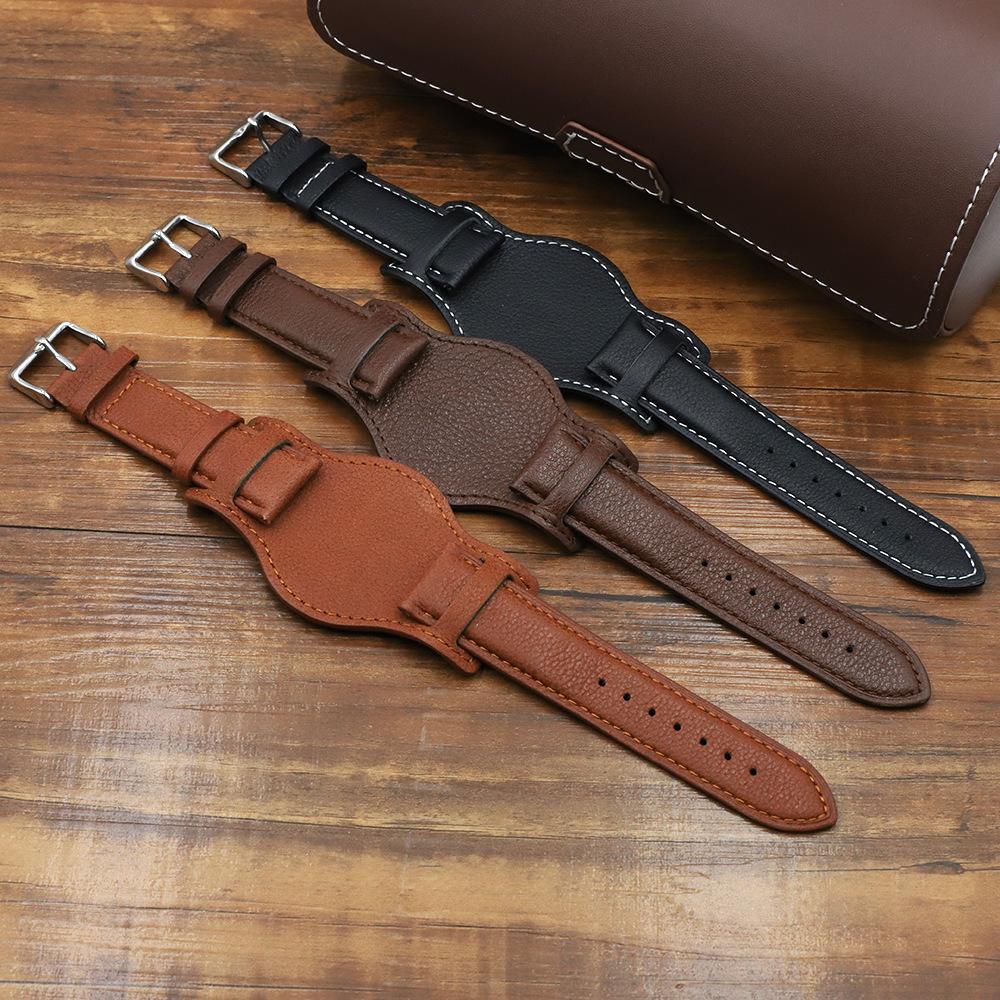 Cowhide Tray Watch Strap 18mm 20mm 22mm Watch Band Anti-metal Allergy Leather Watchbands Accessories UTHAI G18