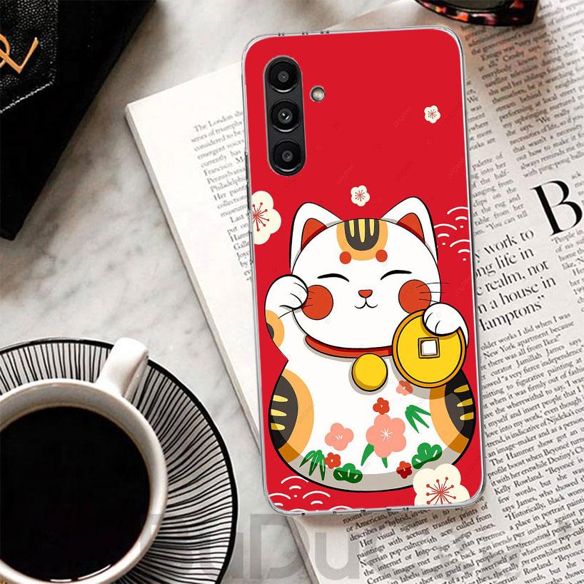 Lucky Cat Maneki Neko Japanese Phone Case For Samsung A17 A16 A26 A36 A56 A15 A14 A13 A55 A54 A53 A35 A34 A33 A25 A24 A23 A05S A