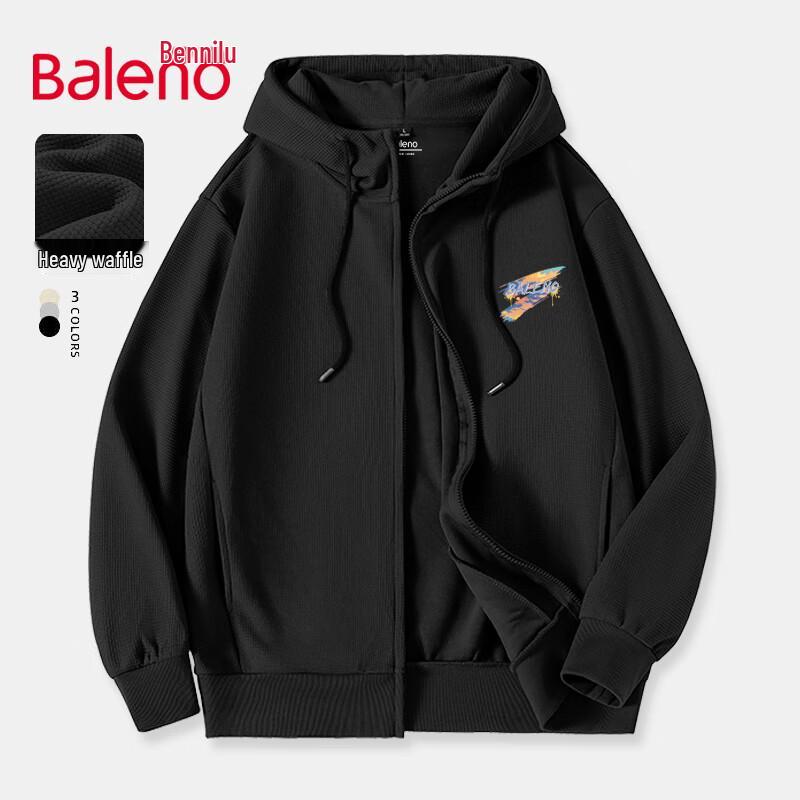 Baleno Men's Waffle Knit Hooded Zip-Up Cardigan