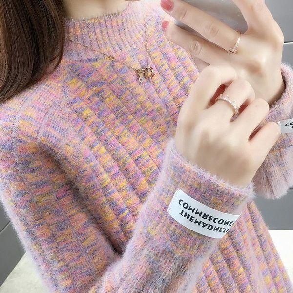 Damen Nerz Samt Pullover Fleecegefüttert Lockere Passform Dick Warm Winter Oberteil