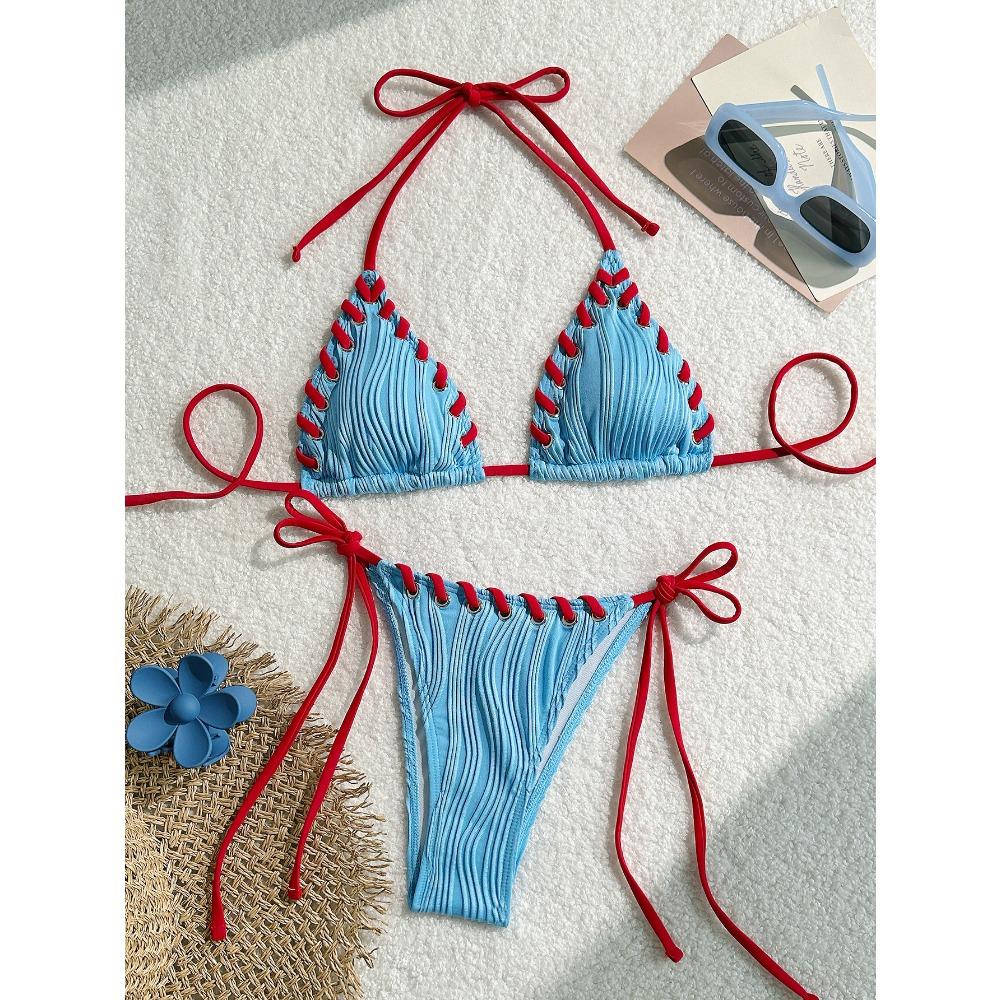 European and American Summer Sexy Solid Color Bikini Women Beach Vacation Swimsuit