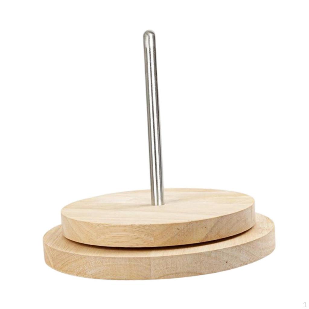 Wooden Yarn Ball Holder Rotating Dispenser Handcrafted Organizer Tool Storage Thread
