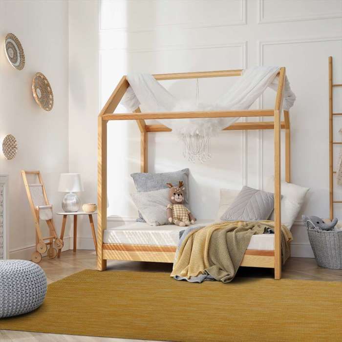 Tapis salon aspect jute jaune 195x275