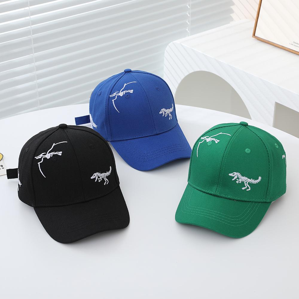 Spring And Autumn Dinosaur Bone Embroidery Hat Children'S Cap Cartoon Sun Hat Embroidery Baseball Cap