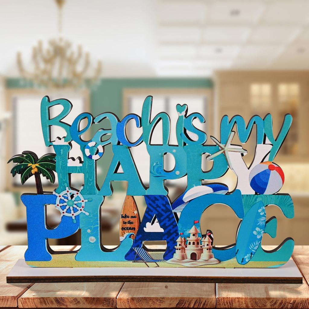 Beach Wooden Ornament Coastal Style Letter Dcor For Home And Event Decoration