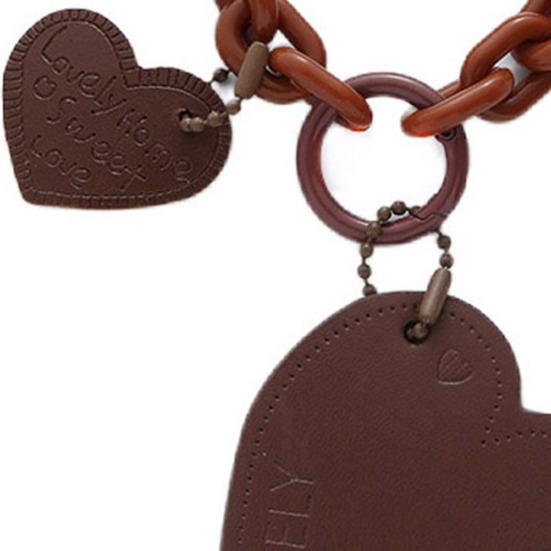 Keychain Pendant Chain Faux Leather Heart Pendant Stainless Portable Shoulder Bag Handbag Decoration Pendant Keyring Holiday Gift