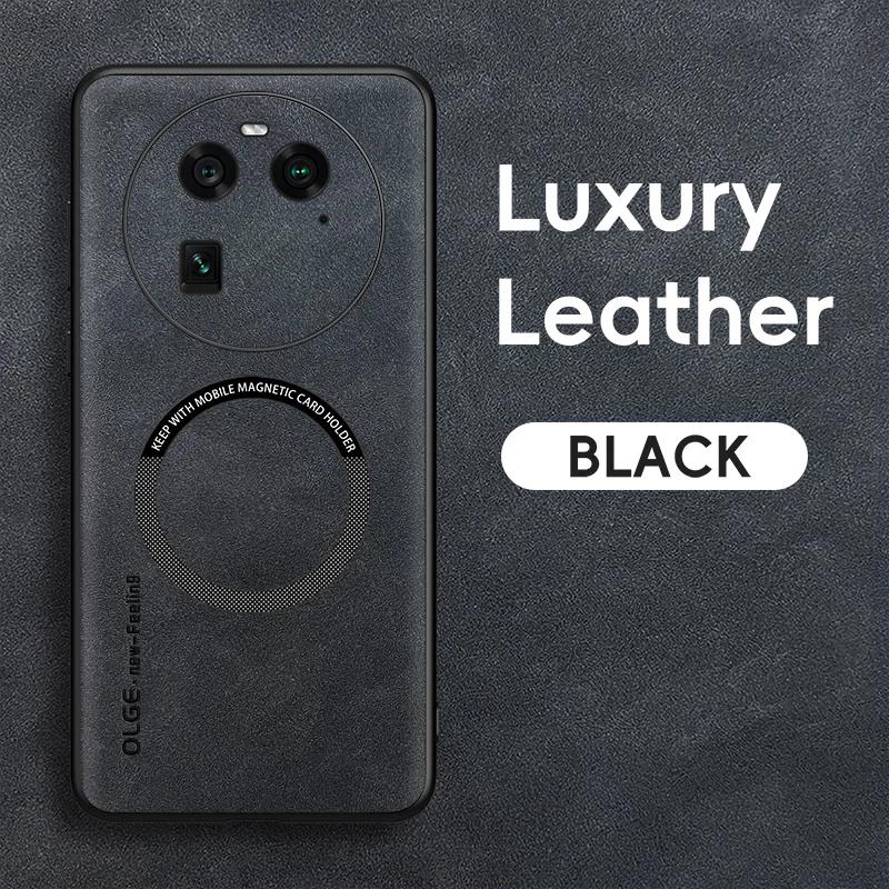 Für OPPO Find X6 X6 Pro Feine Loch Schafsleder Magnetisches TPU Weiche Kante Anti-Sturz Anti-Fingerabdruck Handyhülle