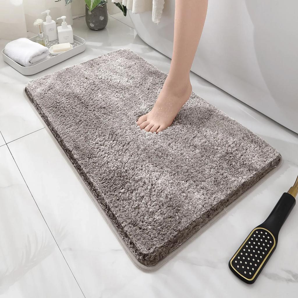 Rounded and Thickened Bathroom Floor Mat, Bathtub Absorbent Mat, Plush Material, Anti Slip Foot Mat, Entrance Door Mat, Bathroom