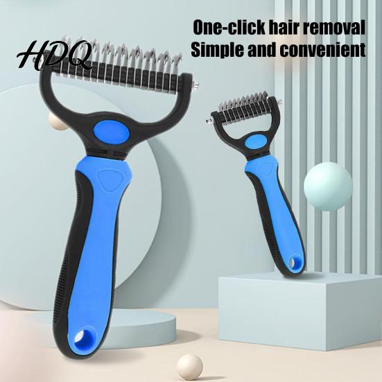 Ergonomic Pet Brush Grooming Rake Dual-Sided Stainless Steel Blades Deshedding And Lightweight Dog Dematting Brush Undercoat Rake for Dogs