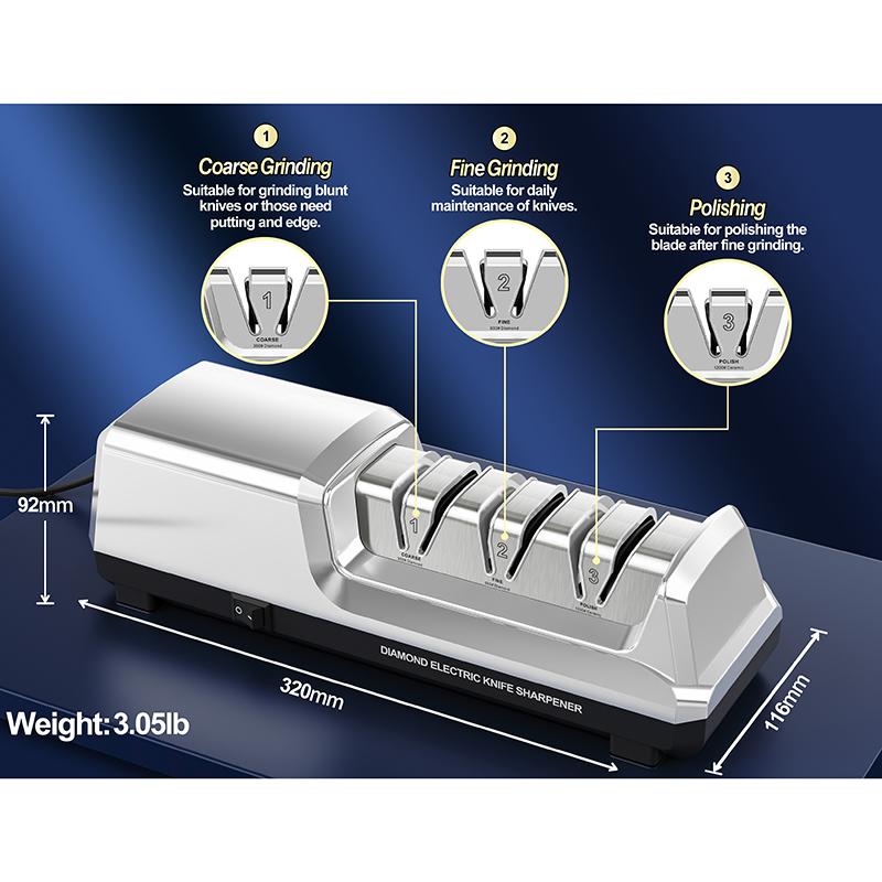 

H1231 Home Electric Knife Sharpener, Kitchen Knife Sharpening System, Multifunctional Tool For Quickly Sharpening Dull Knives EU PLUG