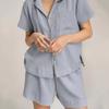 Fashion Style Short Sleeve Shirt Shorts Double-Layer Gauze Suit Short Sleeve Shirt Shorts Set