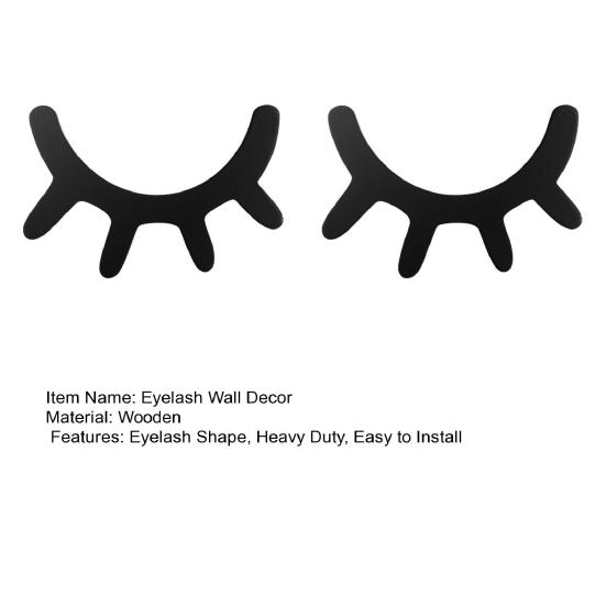 2Pcs/Set Wooden Eyelash Wall Decoration Rustic Black Sleeping Eyes Wall Art Sculpture Home Living Room Kids Bedroom Wall Decorative Sign