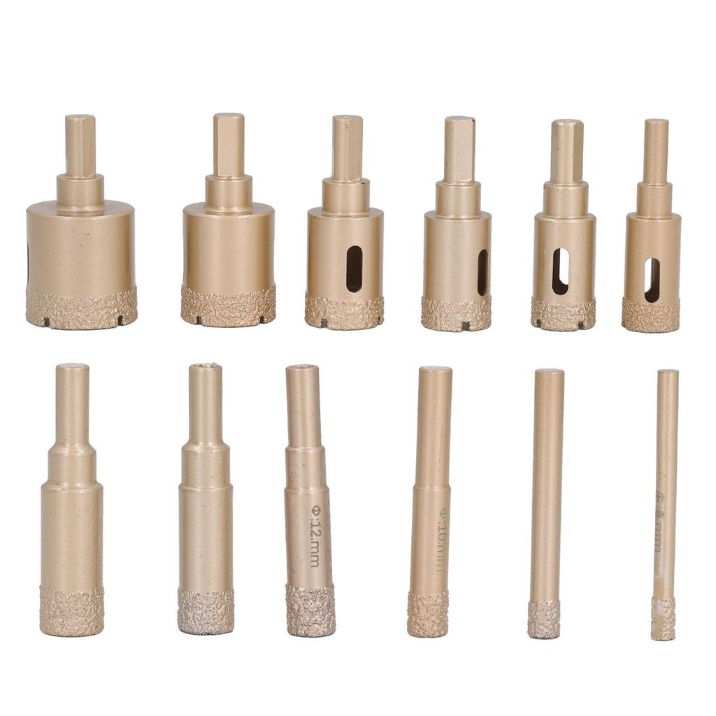Kit de ferăstrău cu carotă diamantată cu 12 bucăți, oțel carbon, 6 până la 35 mm, kit de ferăstrău pentru deschizător de găuri, pentru sticlă, ceramică, piatră