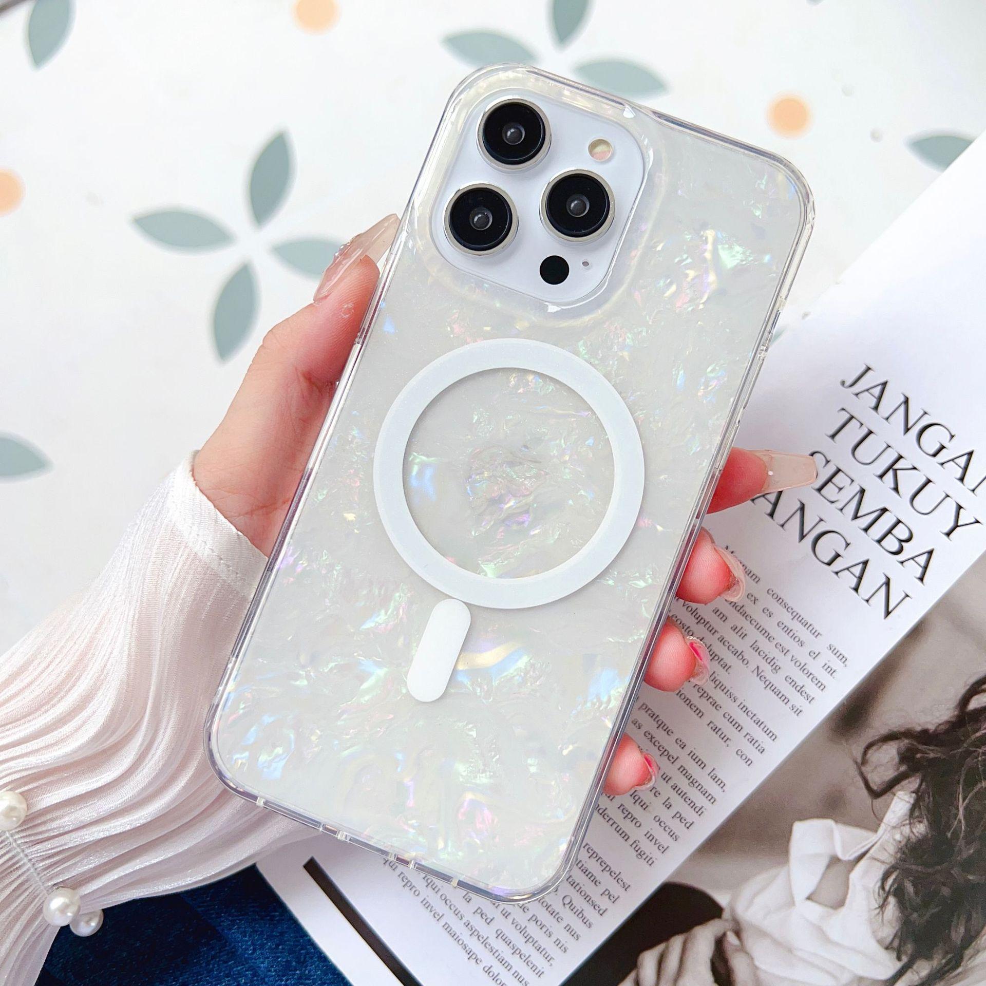 

Подходит для Apple 16ProMax Мощный магнитный чехол для телефона IPhone 14 Блестящий 15 Акриловый противоударный защитный чехол iPhone11