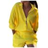 Ladies Zippered Long-sleeved Shorts Two-piece Set