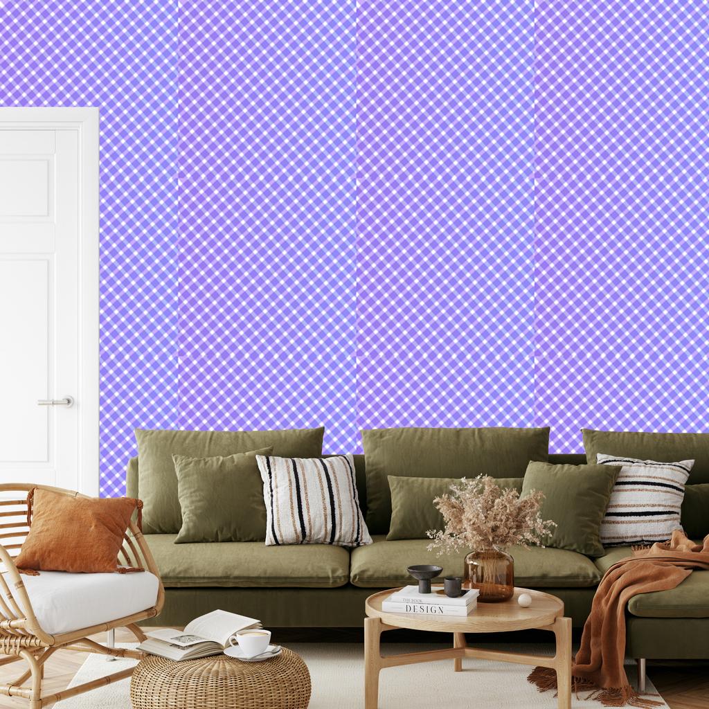 Blue and Lavender Checkered Wallpaper for Living Room and Bedroom 50x1000