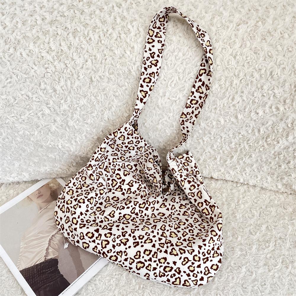 1 Literary and retro leopard print canvas bag women's style large capacity canvas women's bag shoulder messenger bag