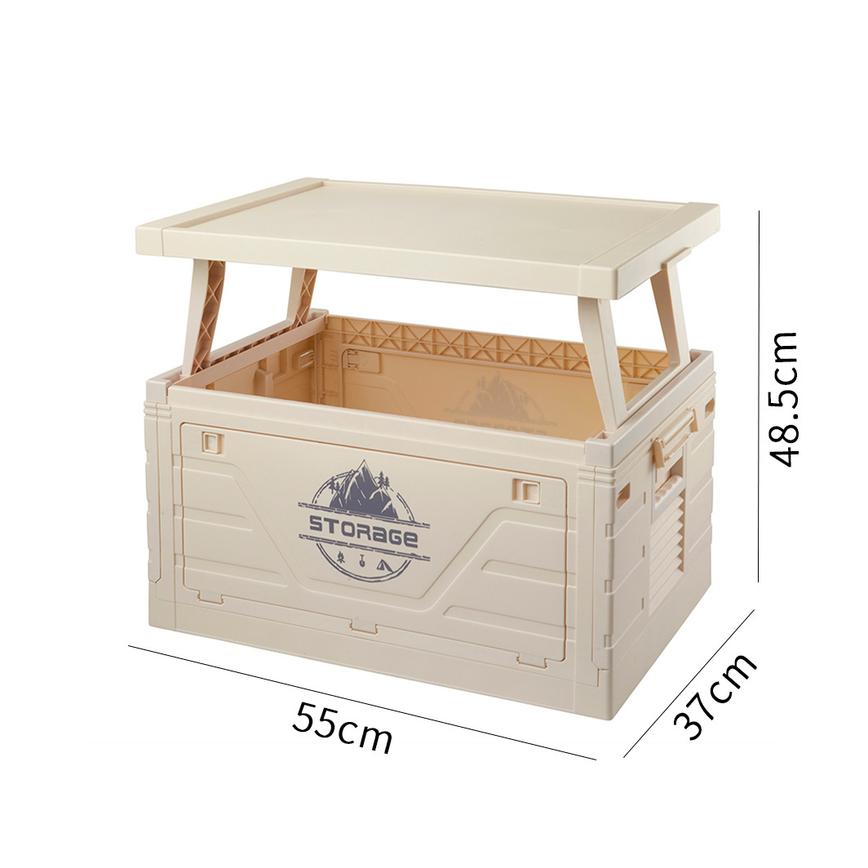 Foldable Plastic Storage Box Side Opening Extended Lid As Table Board Home Storage Case Outdoor Camping Organizer Bin