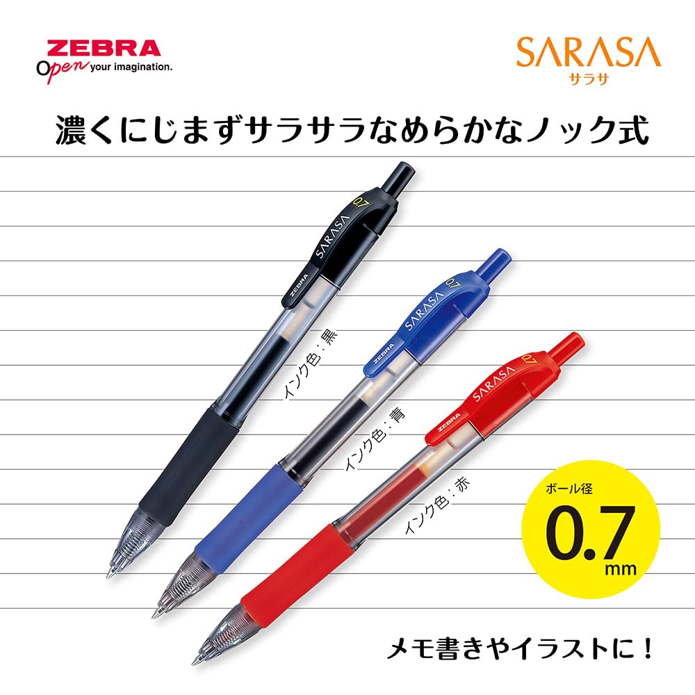 Zebra Sarasa Gel Ballpoint Set of Pen, 0.7mm, Blue, 5, P-JJB3-BL5-AZ