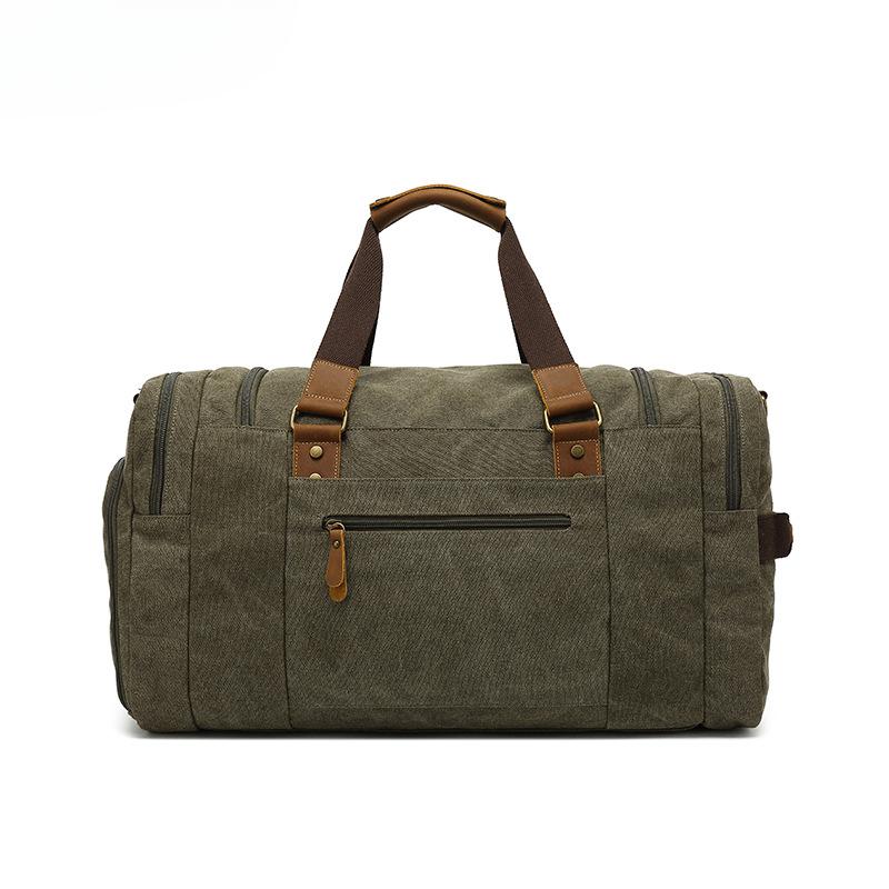 Leisure Canvas Travel Bag Leather Sports Fitness Bag Dry Wet Separation Luggage Bag More Storage
