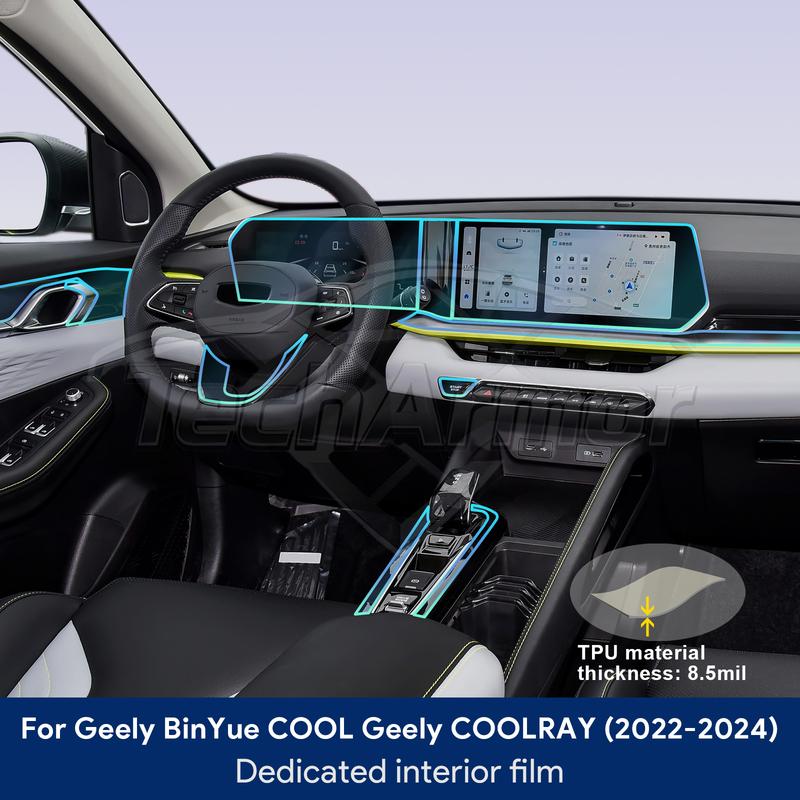 Car Interior TPU Protector Anti-scratch Film For Geely Binyue Cool Geely Coolray -2024 Auto Protective Transparent Stickers
