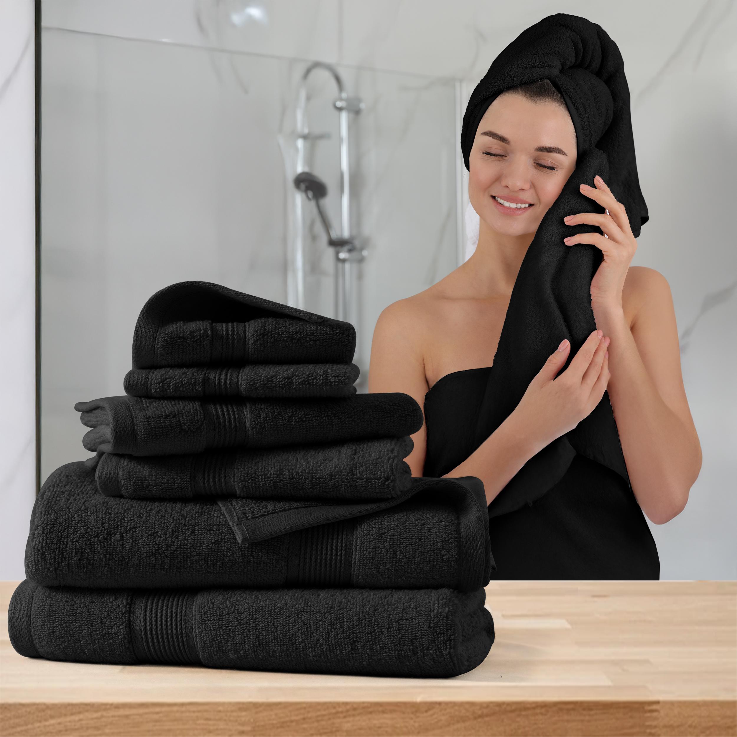 

Набор из 6 банных полотенец Lux Decor – 100% хлопок, 525 г/м², ультрамягкие и впитывающие Pack of 6&6pcs чёрный