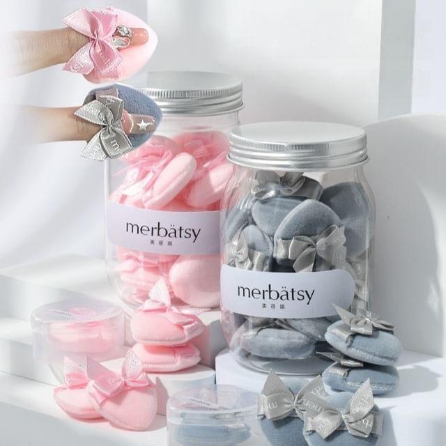 Jericoure - Set of 16: Mini Finger Powder Puff Set of 16 - Grayish Blue