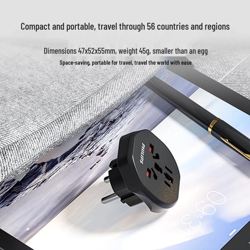 Philips Universal to European Travel Power Adapter CN plug (adapter included)