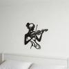 Musik Wandkunst Schwarz 2D Flache Frau spielt Violine Silhouette Metallskulptur Feminine Wanddekoration für Musikzimmer Studio Einweihungsgeschenk