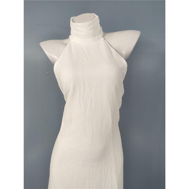 Foreign Trade Order Summer New Fashion Hanging Neck Sexy Backless Dark Lines Slimming Simple White Elegant Gyaru Dress