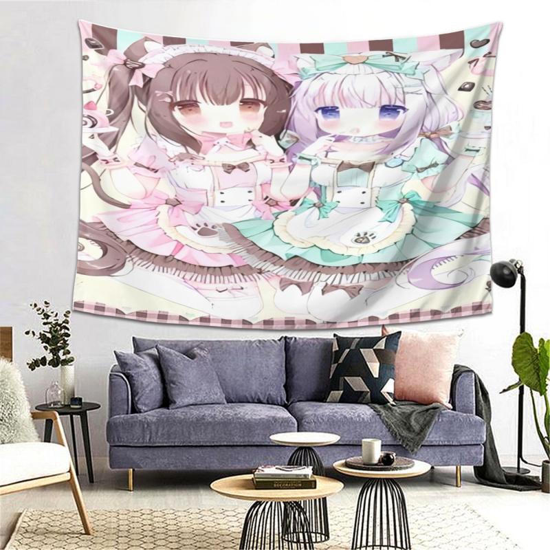 VIKAMA Kawaii Cute Girl Tapestry Bedroom Dormitory Wall Hanging Atmosphere Aesthetic Decoration Home Decoration