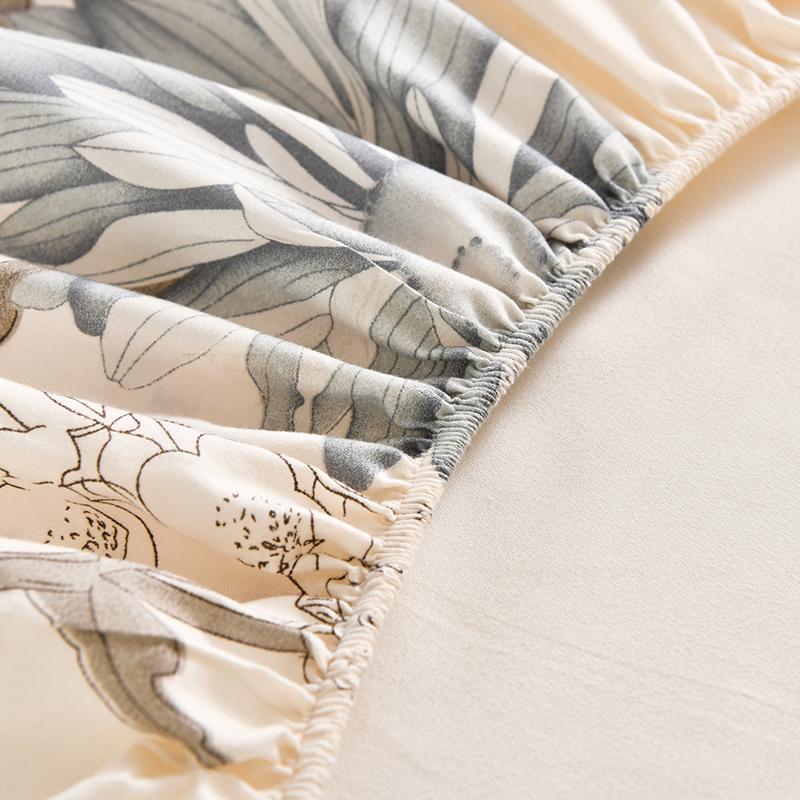 Skin-friendly Fitted Sheet Printed Bed Cover Sabanas Para Cama Elastic Bedsheet Simple Style Mattress Cover (No Pillowcase)