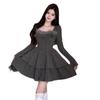 Heavy double-sided German velvet autumn and winter new sweet Spice Girl temperament waist dress, thin and meat-covering puffy short skirt