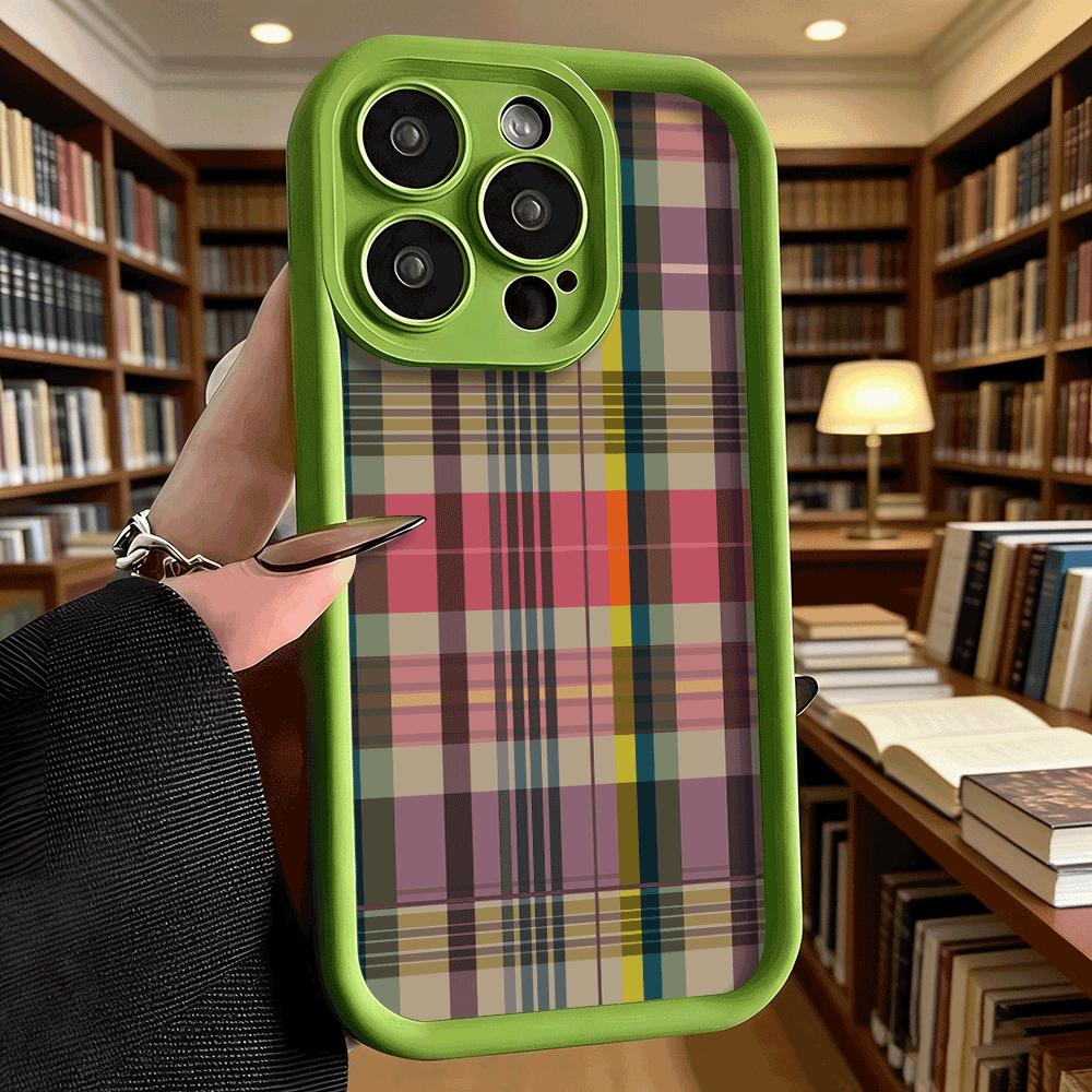 Vintage Plaid Pattern Phone Case for iPhone 17 16 15 14 13 12 11 Pro Max Plus Anti Scratch, Gel Flexible Protective