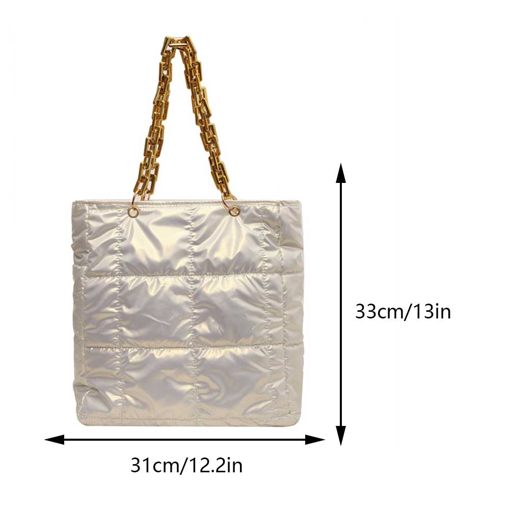 Women Quilted Shoulder Bag with Chain Bubble Cloud Hobo Pouch Padded Pleated Tote Purse Solid Puffer Underarm Bolsa Top Handbags