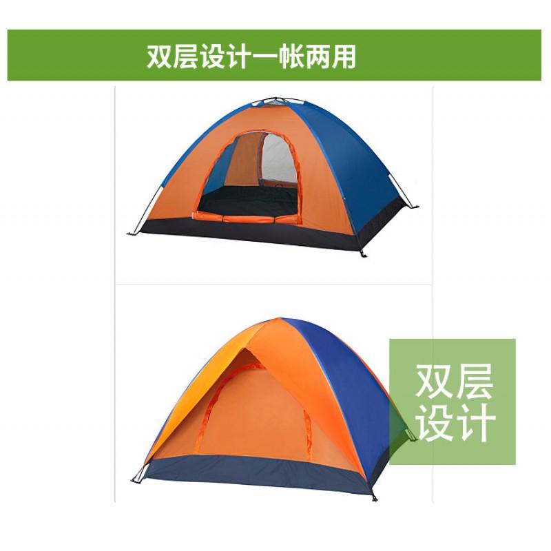 3-4 Person Double Layer Camping Tent With Dual Doors UV Protection Rainproof Outdoor Shelter Hiking Backyard Use