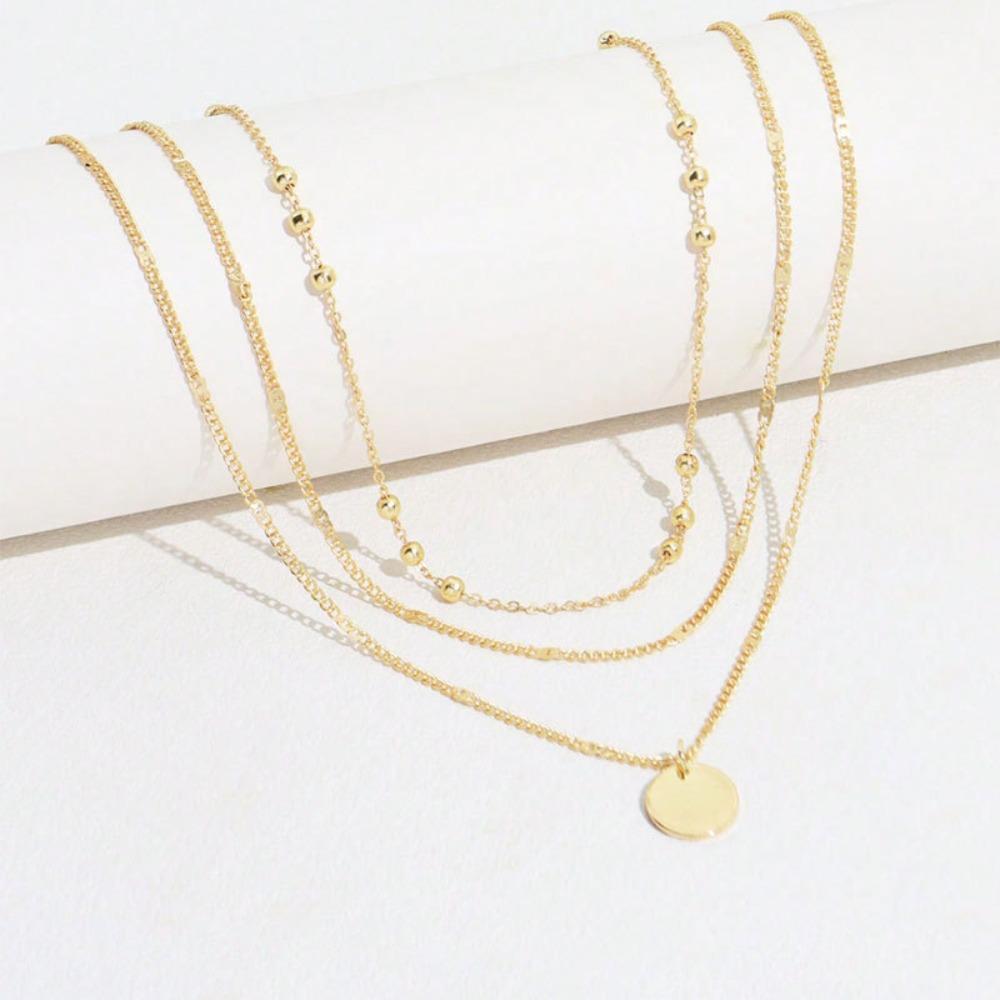 Women Chain Pentacle Star Round Coin Moon Bar Pendants Necklaces for Women Multi Layered Necklaces