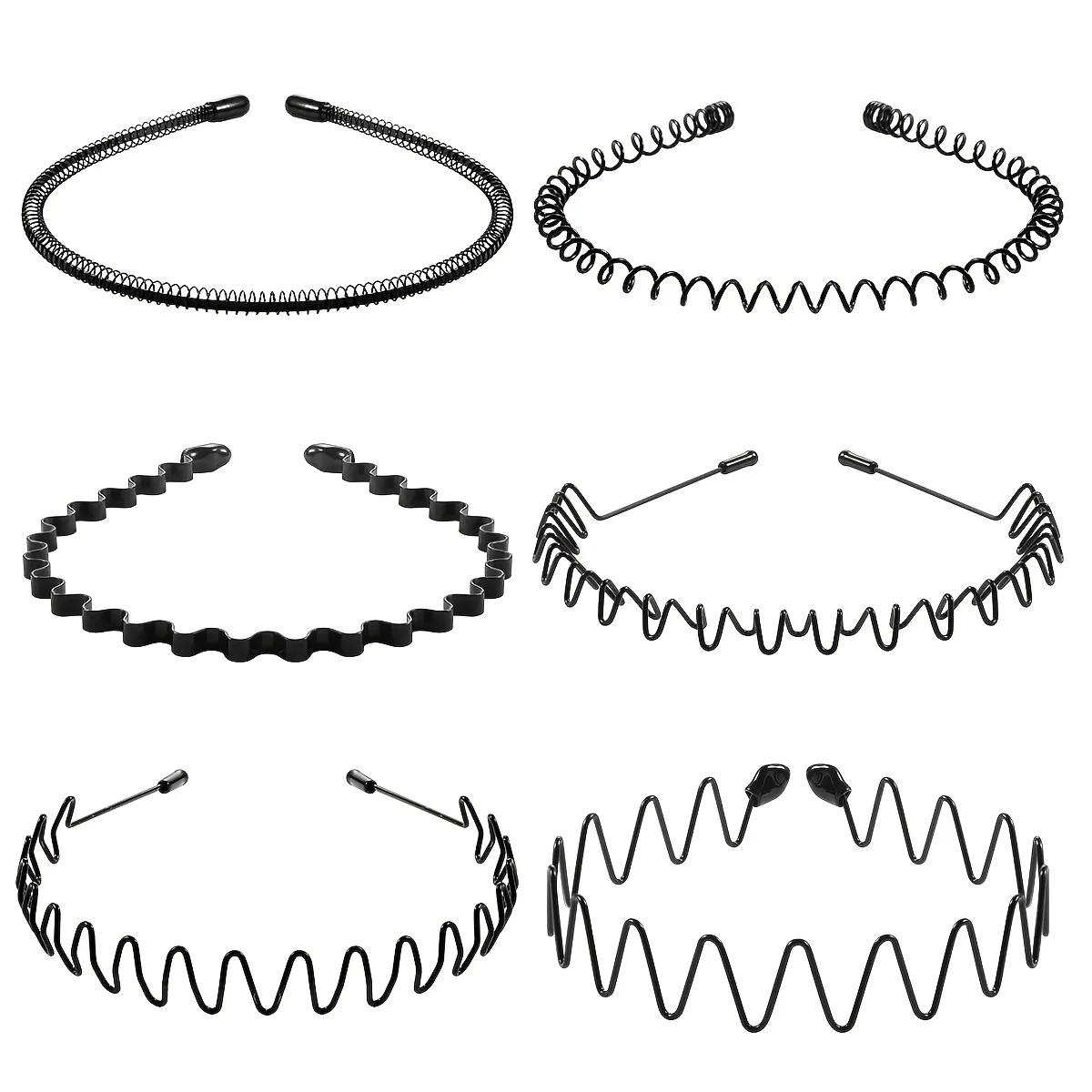 

6PCS Hair Band Metal Wire Non Slip Sweat Absorbing for Washing Face Sports Slicked Back BangsFlyaway Holder Headwear Accessories