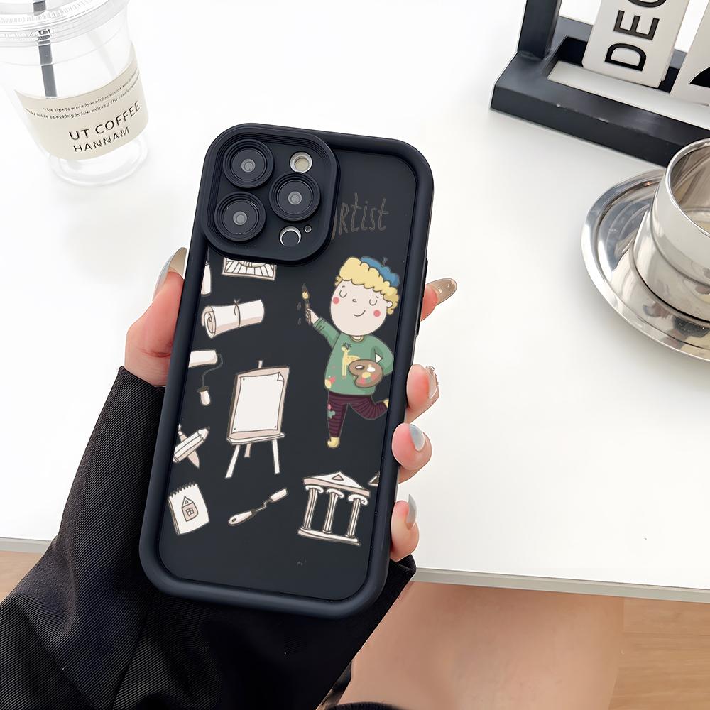 Cartoon Cute Profession Teacher Phone Case Soft Silicone For IPhone 17 16 15 14 13 12 Mini 11 Pro Max Plus Camera Lens Protectio