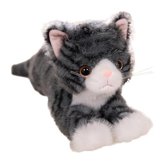 Cat Plush Toy Realistic Brown Tiger Black Cat Body Pillow (Kijitora (Charcoal Gray))