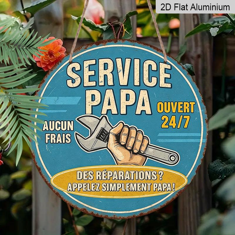 

2D Flat Aluminum Vintage French-style Signage Wall Decoration, Available in Various Sizes, with A Rustic Wrench Pattern. Suitable for Living Rooms 20*20cm