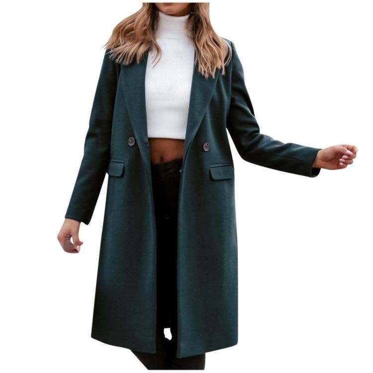 Stylish Women Winter Coat Wool Cardigan Loose Fit Warm Outerwear Casual Button Lapel Fake Pocket