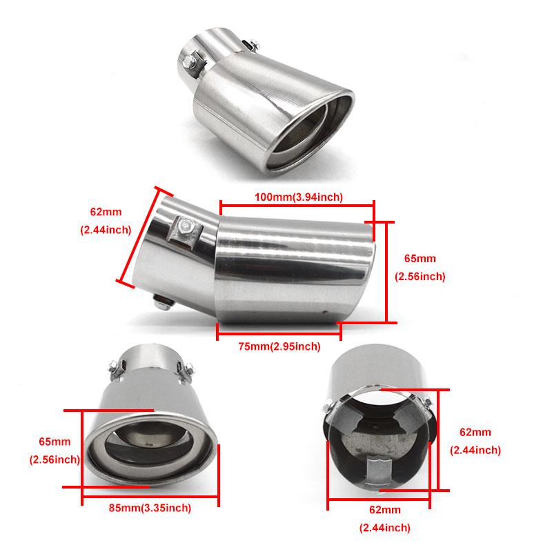 1 Piece 2.5" Stainless Steel Chrome Trim Car Auto Exhaust Muffler Tip Pipe Rear Tail Throat for Specific Models