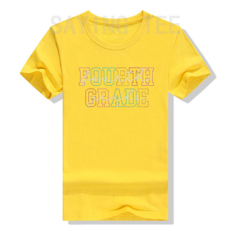 Fourth Grade Teacher Girls Boys Back To School 4th Grade TShirt First Day of School Letters Printed Saying Tee Top Novelty Gift