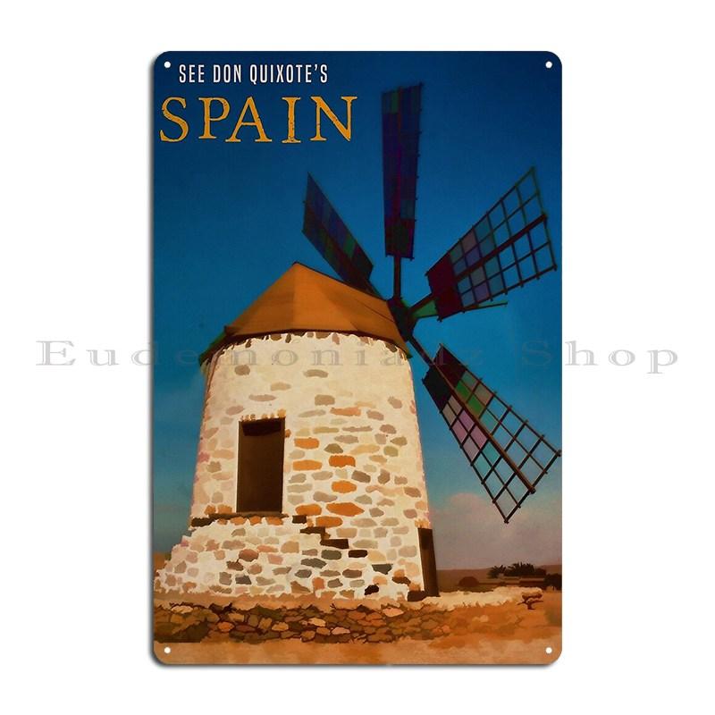 

Дон Кихот Ветряная мельница Металлическая табличка Клуб Бар Настенный декор Гараж Дизайнер Классический Плакат из жести 20x30cm